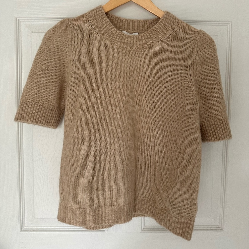 COS Beige Neutral Short Puff Sleeve Sweater Shirt